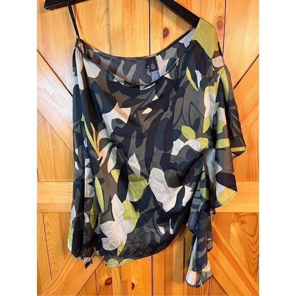 Chico's Black Label Silk One Shoulder Ruffle Top Size 1 Med nwt (2035) - Picture 5 of 9